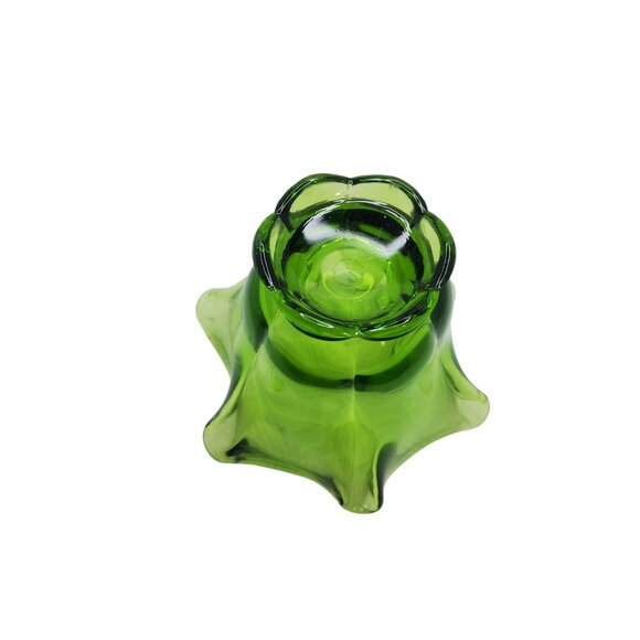 vintage mcm 6 petal lime green compote pedestal bowl, vase - Picture 14 of 14